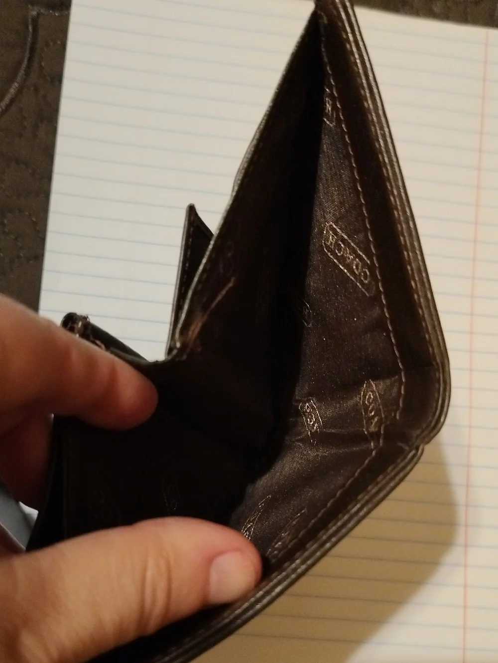 Coach Brown Signature Canvas Compact Wallet with Ribbon - Picture 4 of 4